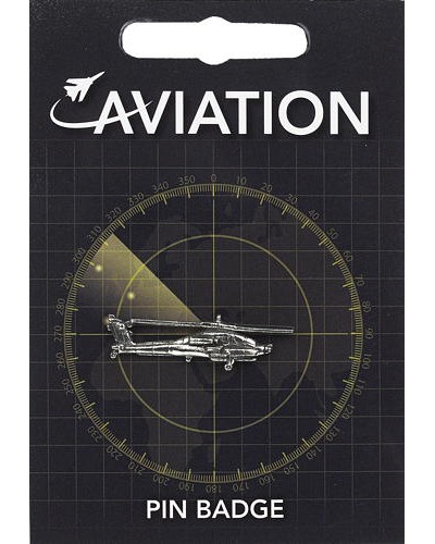 Apache Helicopter Pin Badge - Pewter