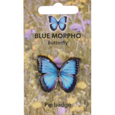 Blue Morpho Butterfly 3D Pin Badge