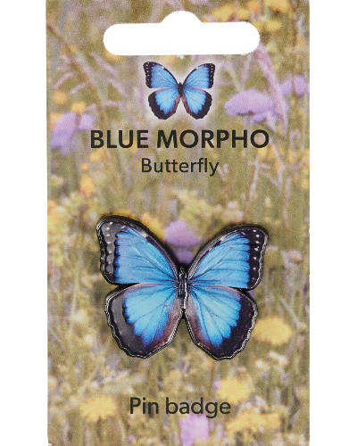 Blue Morpho Butterfly 3D Pin Badge