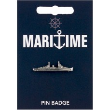 Battleship Pin Badge - Pewter