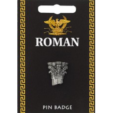 Roman Corinthian Column Pin Badge - Pewter