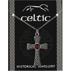 Celtic Gem Cross Pendant - Pewter