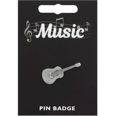 Classical Guitar Pin Badge - Pewter
