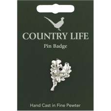 Country Life Acorn Leaf Pin Badge - Pewter