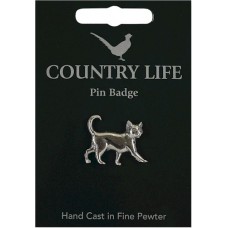 Country Life Cat Pin Badge - Pewter