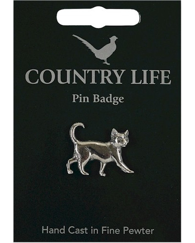 Country Life Cat Pin Badge - Pewter