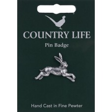 Country Life Hare Pin Badge - Pewter