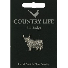 Country Life Highland Cow Pin Badge - Pewter