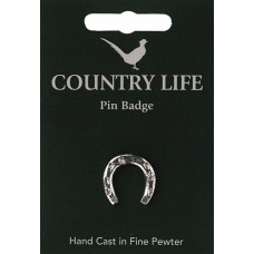 Country Life Horseshoe Pin Badge - Pewter