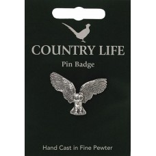 Country Life Owl Pin Badge - Pewter