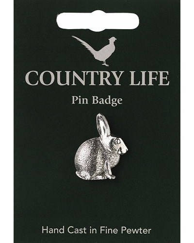 Country Life Rabbit Pin Badge - Pewter