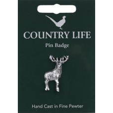 Country Life Whole Stag Pin Badge - Pewter