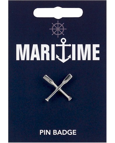 Crossed Oars Pin Badge - Pewter