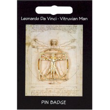 Da Vinci Vitruvian Man Pin Badge - Gold Plated