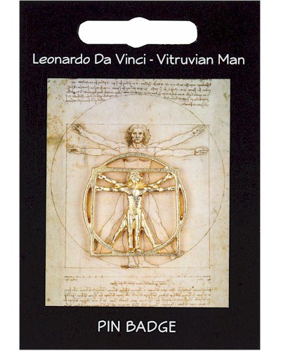 Da Vinci Vitruvian Man Pin Badge - Gold Plated