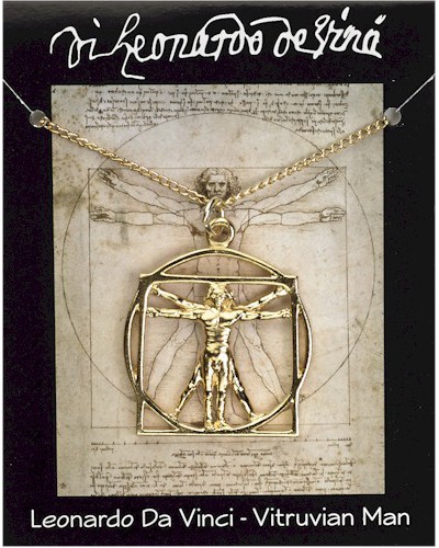 Da Vinci Vitruvian Man Pendant on Chain - Gold Plated