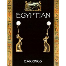 Egyptian Cat Earrings - Gold Plated