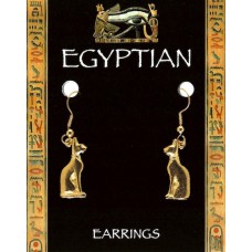 Egyptian Cat Earrings - Gold Plated