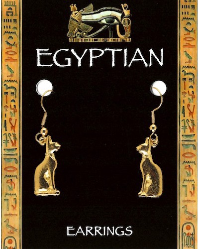 Egyptian Cat Earrings - Gold Plated