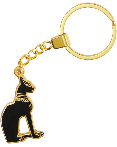 Egyptian Cat Enamel Double-Sided Key-Ring