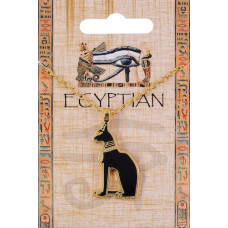 Egyptian Cat Enamel Pendant on Chain