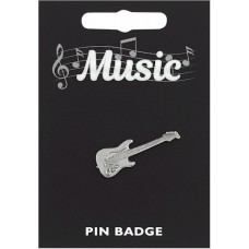 Electric Guitar Pin Badge - Pewter