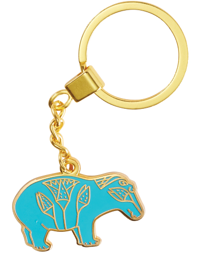 Egyptian Hippo Enamel Double-Sided Key-Ring