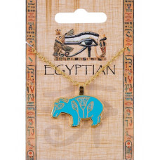 Egyptian Hippo Enamel Pendant on Chain