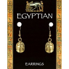 Egyptian Scarab Earrings - Gold Plated