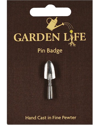 Hand Trowel Pin Badge - Pewter