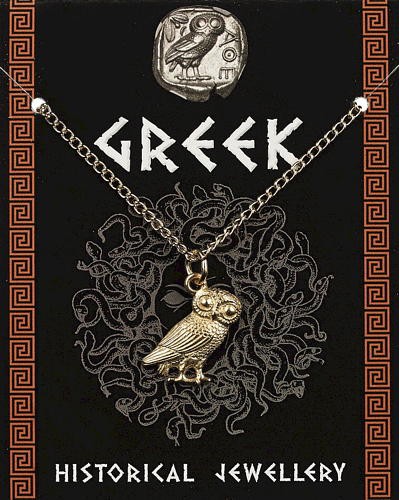 Greek Owl Pendant - Gold Plated