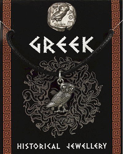 Greek Owl Pendant - Pewter