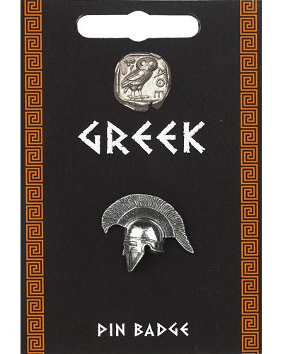 Greek Helmet Pin Badge - Pewter