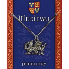 Heraldic Dragon Pendant on Chain - Pewter