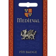 Heraldic Dragon Pin Badge - Pewter