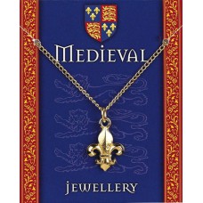 Heraldic Fleur de Lis Pendant on Chain - Gold Plated