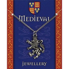 Heraldic Lion Pendant on Chain - Pewter