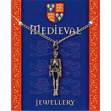 Heraldic Skeleton Pendant on Chain - Pewter