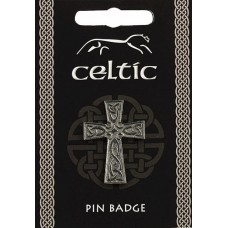 Celtic Interlaced Cross Pin Badge - Pewter