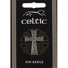 Celtic Interlaced Cross Pin Badge - Pewter