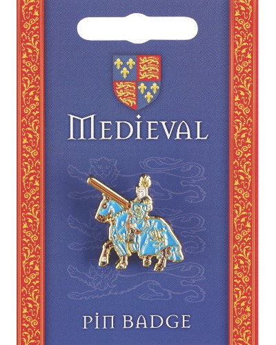 Medieval Jousting Knight Blue Pin Badge