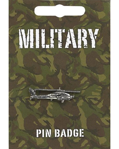 Apache Helicopter Pin Badge - Pewter