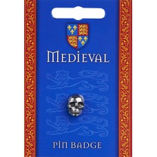 Medieval Skull Pin Badge - Pewter