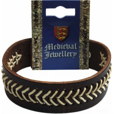 Medieval Stitched Leather Button Stud Bracelet (2 Designs)