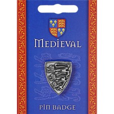 Medieval Three Lions Pin Badge - Pewter