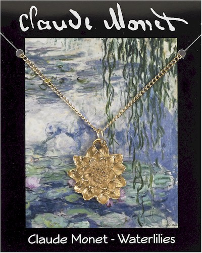 Monet Water Lily Pendant on Chain - Gold Plated
