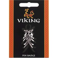 Odins Mask Pin Badge - Pewter