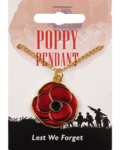 Poppy Enamel Pendant on Chain