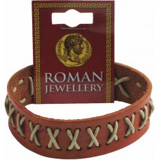 Roman Stitched Leather Button Stud Bracelet (2 Designs)