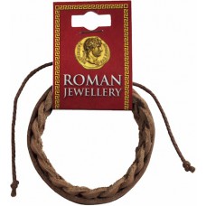 Roman Brown Leather Plaited Bracelet